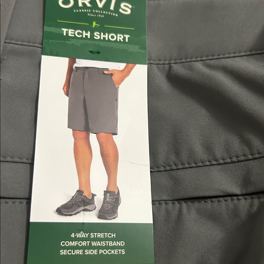 NWT Orvis Mens Grey Tech Shorts Size 32